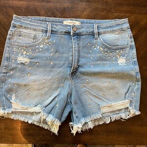 Grace & Emma - light denim stretch shorts with rhinestones - 18
